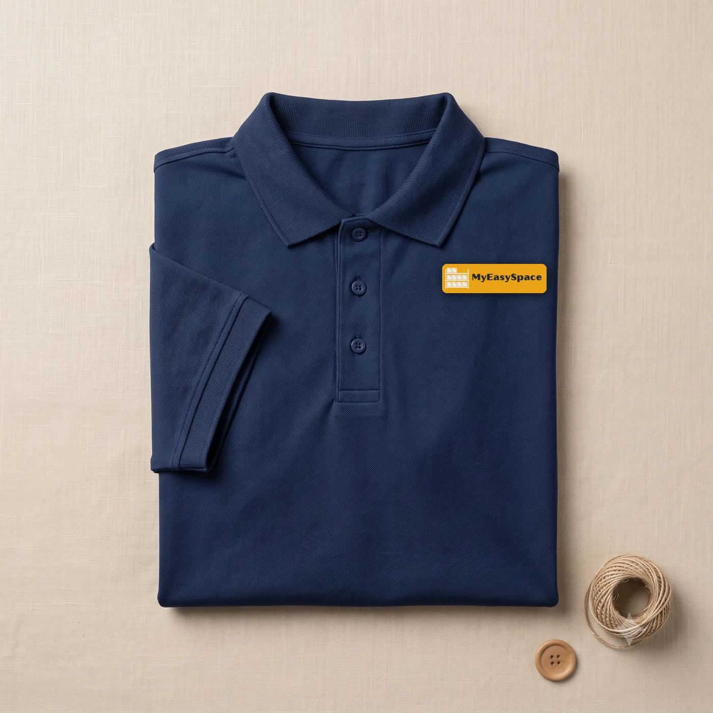 MyEasySpace branded uniform polo shirt, folded product shot